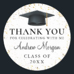Gold confetti Graduation Thank You Classic Round Sticker<br><div class="desc">Gold confetti Graduation Thank You Classic Round Sticker</div>