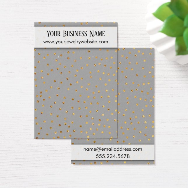 Gold Confetti & Gray Earring Holder Display Cards (Desk)