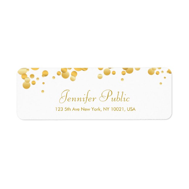 Gold Confetti Hand Script Elegant Modern Template Label (Front)