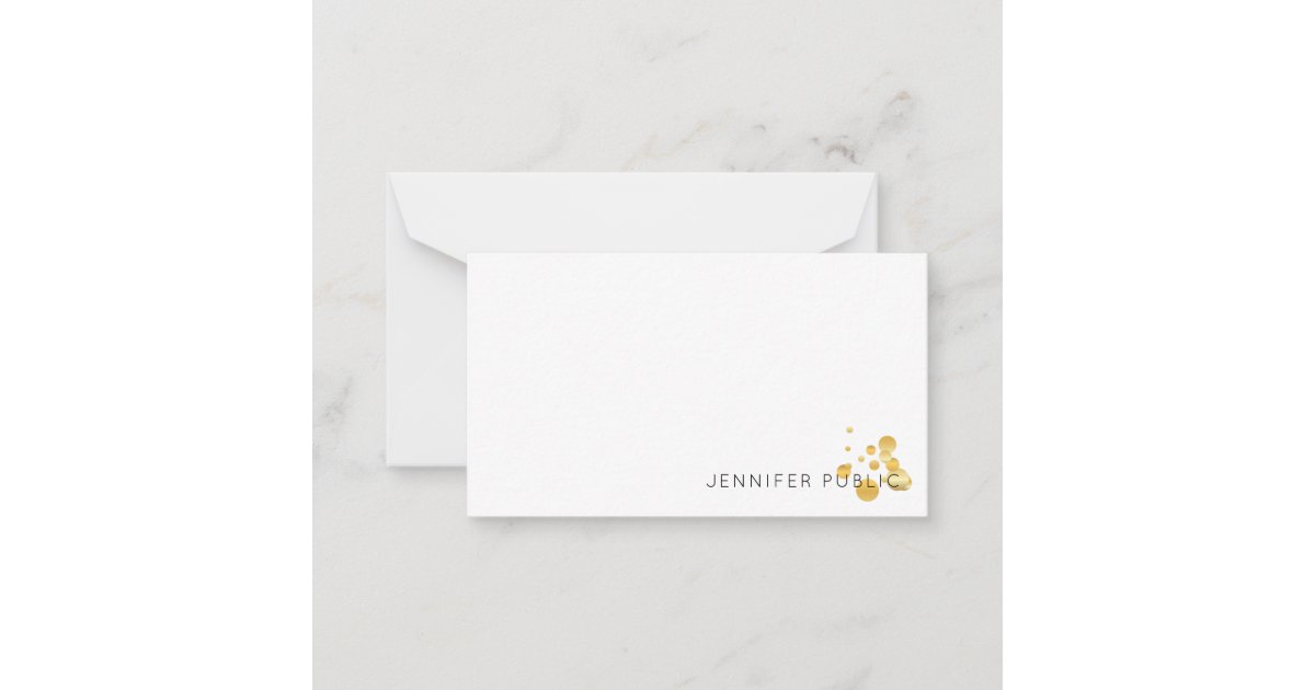 Gold Confetti Hand Script Monogram Elegant Trendy Note Card | Zazzle