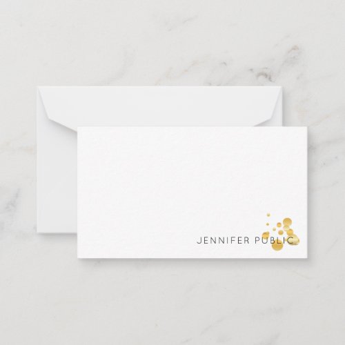 Gold Confetti Hand Script Monogram Elegant Trendy Note Card