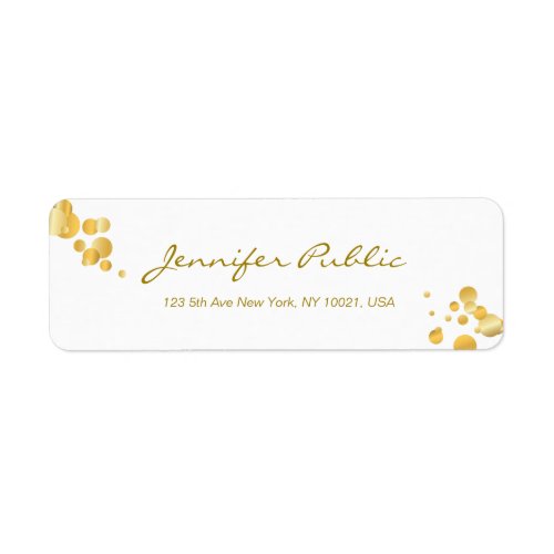 Gold Confetti Handwritten Script Elegant Template Label