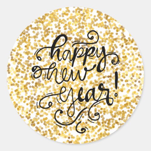 Gold Confetti Happy New Year Stickers