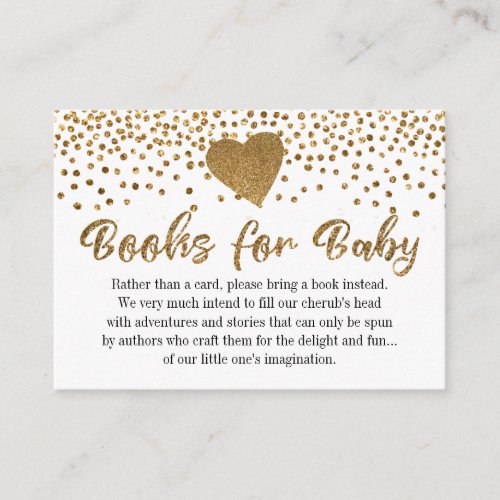 Gold Confetti Heart Book Request Insert Cards