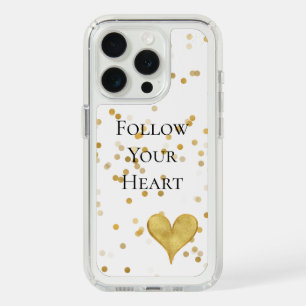 Gold Confetti Heart iPhone 15 Pro Case