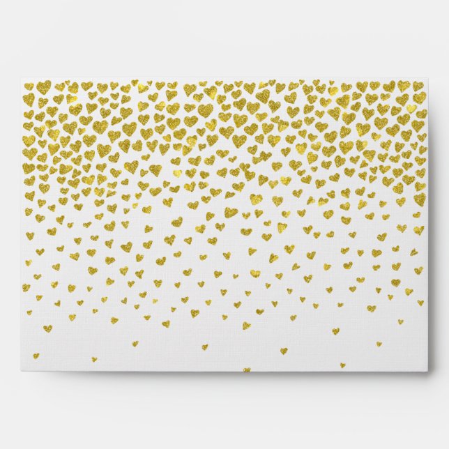 Gold Confetti Hearts Envelope (Front)