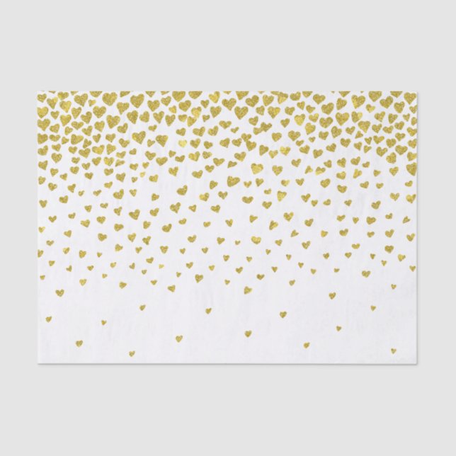 Gold Confetti Hearts Tissue Paper (Front)