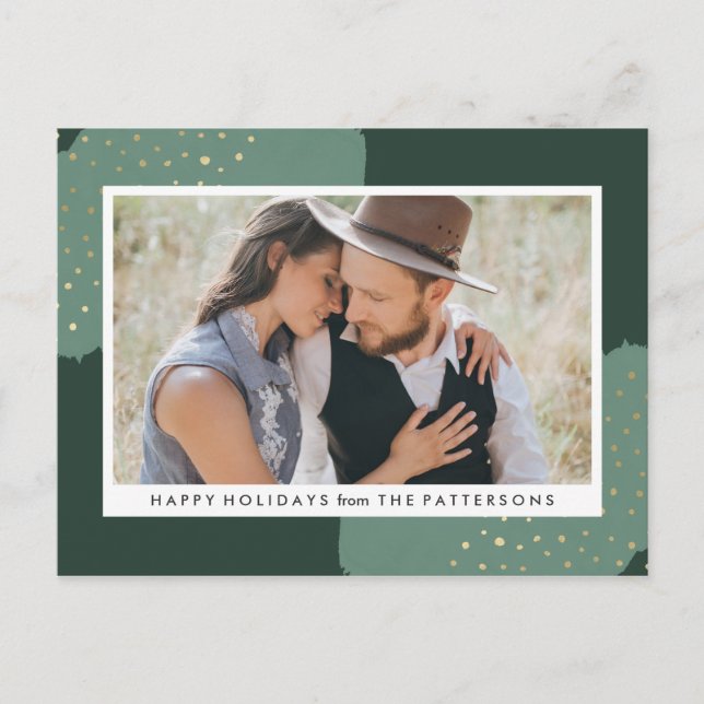 Gold Confetti | Holiday Photo Postcard (Front)