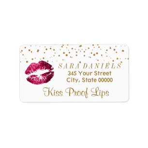 Gold Confetti & Hot Pink Lips Label