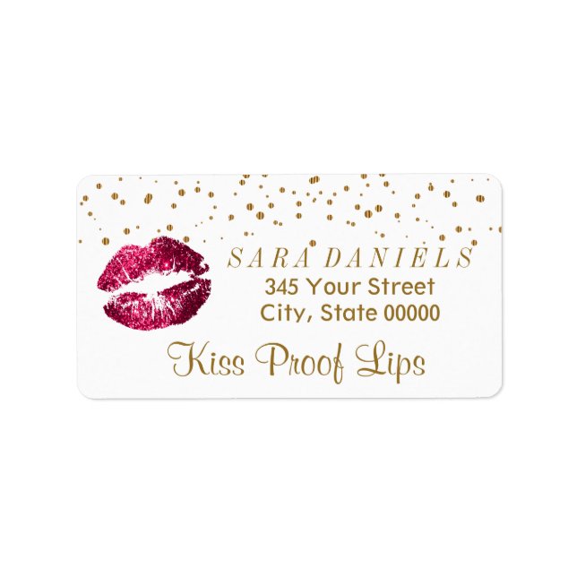Gold Confetti & Hot Pink Lips Label (Front)