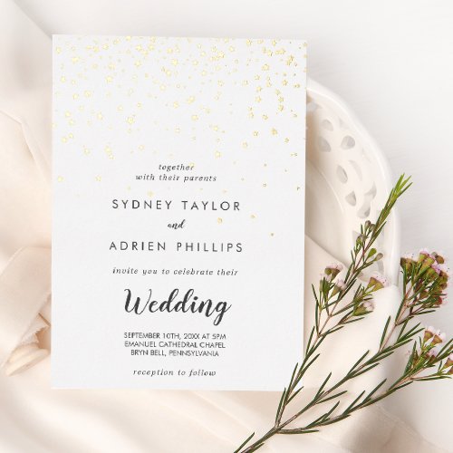 Gold Confetti Informal Wedding Gold Foil Invitation