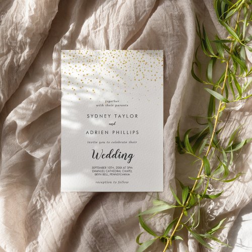 Gold Confetti Informal Wedding Invitation