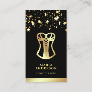 Gold Confetti Lace Corset Bridal Lingerie Boutique Business Card