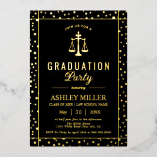 Gold confetti law school graduation Class Of 2026 Foil Invitation