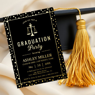 Gold confetti law school graduation Class Of 2026 Foil Invitation