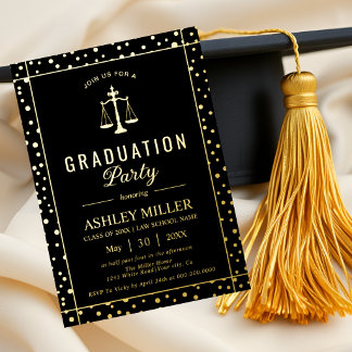 Gold confetti law school graduation Class Of 2026 Foil Invitation