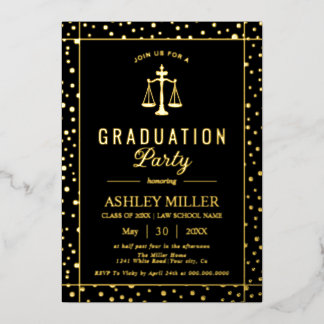 Gold confetti law school graduation Class Of 2026 Foil Invitation
