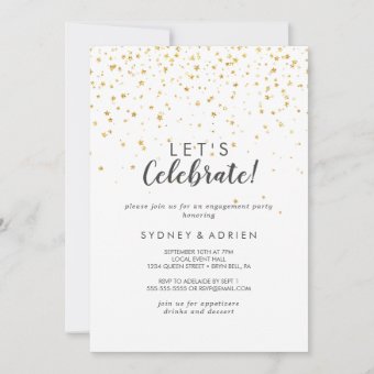 Gold Confetti Let's Celebrate Party Invitation | Zazzle