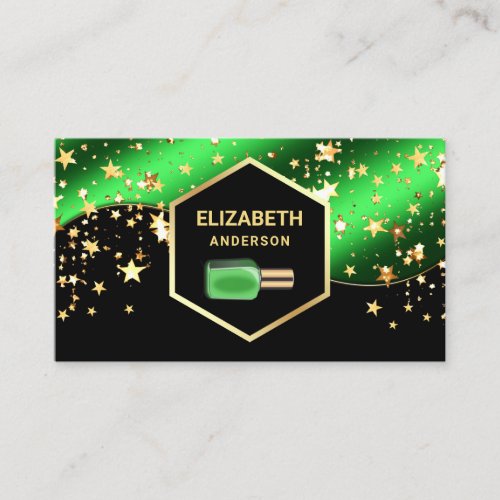 Gold Confetti Lime Green Nail Polish Manicurist Business Card