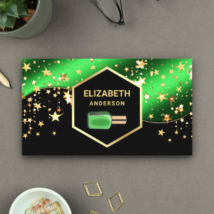 Gold Confetti Lime Green Nail Polish Manicurist Business Card