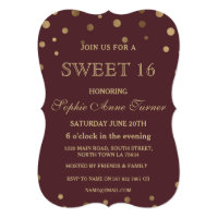 Gold Confetti Love Burgundy Wedding Invite