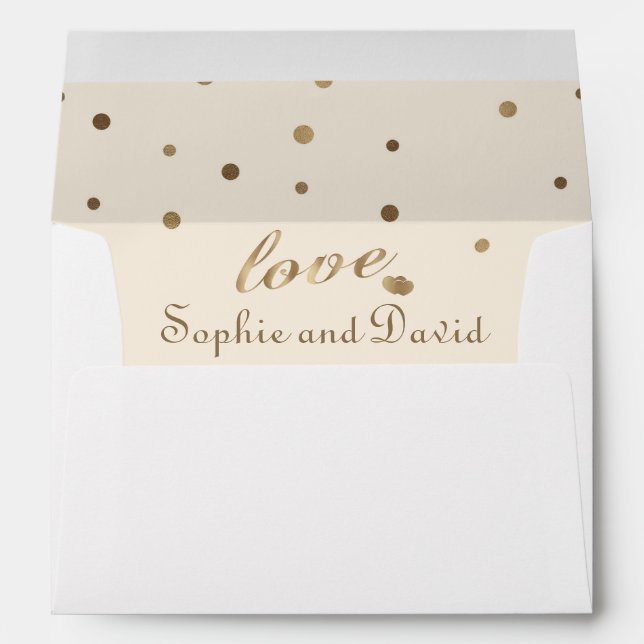 Gold Confetti Love Champagne Wedding Envelope (Back (Bottom))