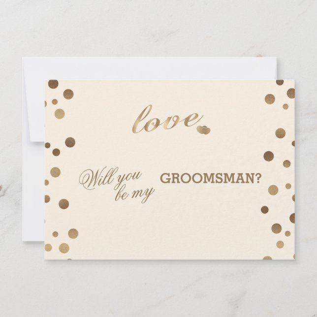 Gold Confetti Love Champagne Wedding Groomsman Invitation (Front)