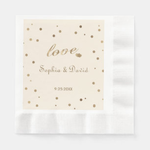 Gold Confetti Love Champagne Wedding Napkins