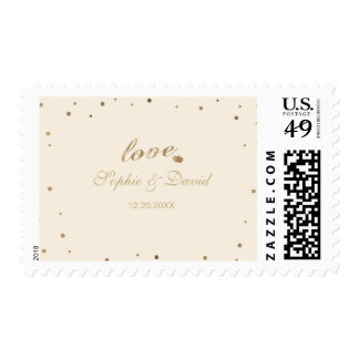 Gold Confetti Love Champagne Wedding Postage