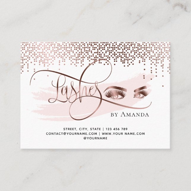 Gold confetti  Makeup Eyes Lashes Aftercare card (Front)
