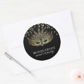 Gold Confetti Masquerade Sweet 16 Party Classic Round Sticker (Envelope)