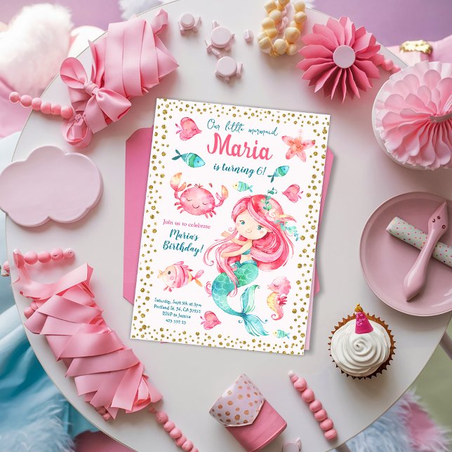 Gold confetti Mermaid Sea Birthday Invitation (Creator Uploaded)