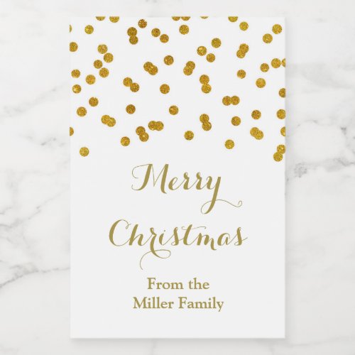 Gold Confetti Merry Christmas Custom Label