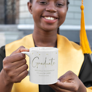Gold Confetti Modern Calligraphy Graduation Coffee Mug
