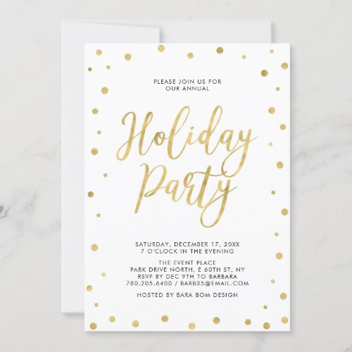 Gold Confetti  Modern Corporate Holiday Party Invitation