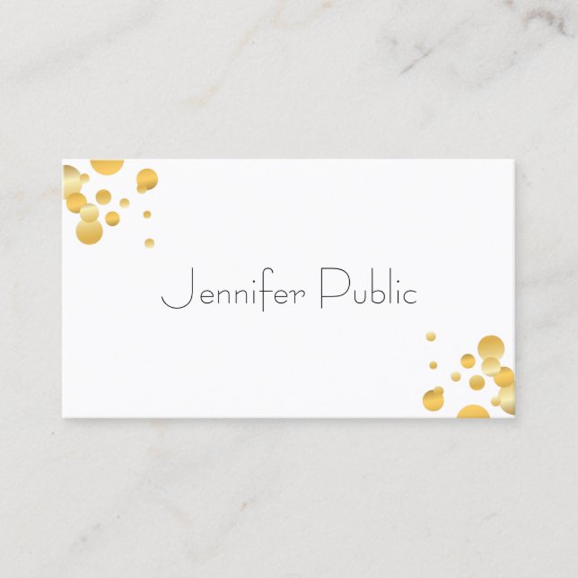 Gold Confetti Modern Elegant Minimalist Template Business Card (Front)