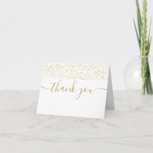 Gold Confetti Modern Elegant Script Letterpress Thank You Card