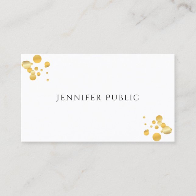 Gold Confetti Modern Elegant Simple Template Business Card (Front)