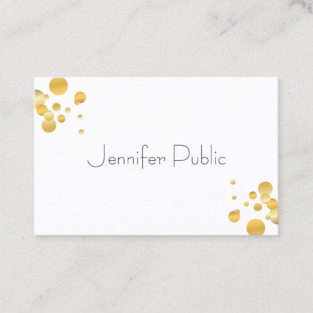 Gold Confetti Modern Elegant Simple Template Business Card (Front)