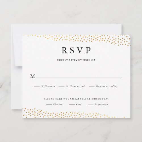 Gold Confetti Modern Elegant Wedding  RSVP Card