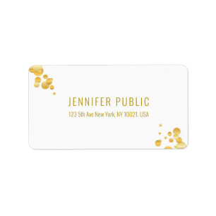 Gold Confetti Modern Simple White Template Elegant Label