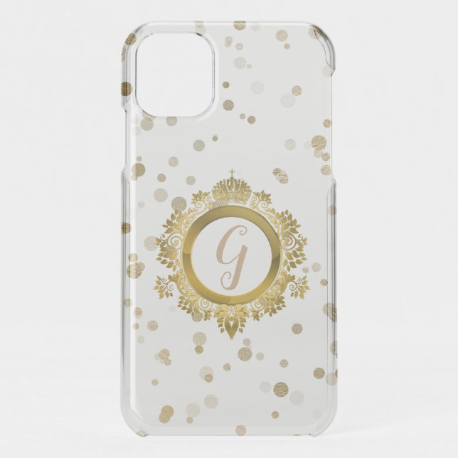 Gold Confetti Monogrammed Google Pixel XL Case (Back)