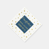 Gold Confetti Navy Blue Bridal Shower Paper Napkins (Corner)