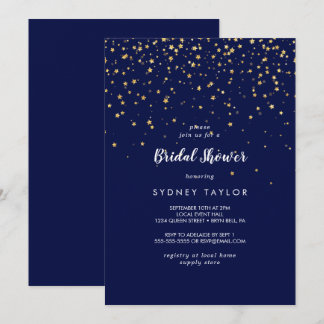Gold Confetti | Navy Bridal Shower Invitation