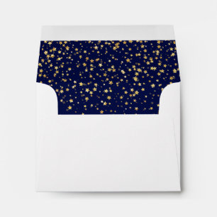 Gold Confetti   Navy Self-Addressed Wedding RSVP  Envelope