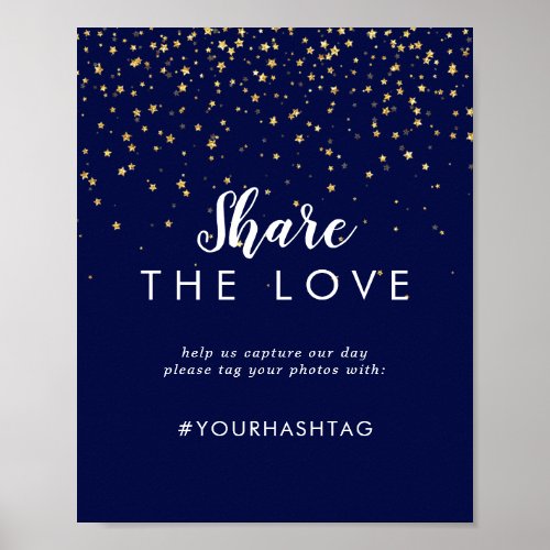 Gold Confetti  Navy Share the Love Sign
