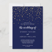 Gold Confetti | Navy The Wedding Of Invitation (Front)