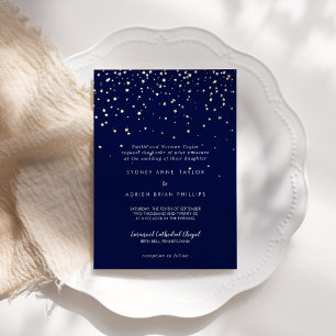 Gold Confetti Navy Traditional Wedding Gold Foil Invitation