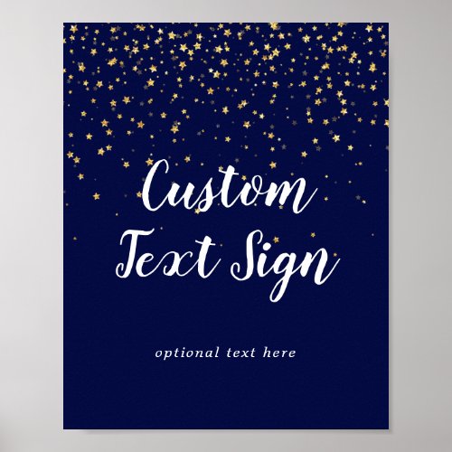 Gold Confetti  Navy Wedding Custom Text Sign