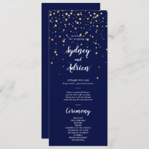 Gold Confetti Navy Wedding Program